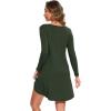 GYS Womens Bamboo Viscose Long Sleeve Nightgown Super Soft Lightweight Night Shirts for Sleeping(Crewneck/Deep Green)