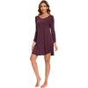 GYS Womens Bamboo Viscose Long Sleeve Nightgown Super Soft Lightweight Night Shirts for Sleeping(Crewneck/Prune Purple)