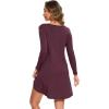 GYS Womens Bamboo Viscose Long Sleeve Nightgown Super Soft Lightweight Night Shirts for Sleeping(Crewneck/Prune Purple)