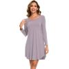GYS Womens Bamboo Viscose Long Sleeve Nightgown Super Soft Lightweight Night Shirts for Sleeping(Crewneck/Violet)