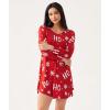 GYS Womens Bamboo Viscose Long Sleeve Nightgown Super Soft Lightweight Night Shirts for Sleeping(Crewneck/Xmas Red)
