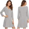 GYS Womens Bamboo Viscose Long Sleeve Nightgown Super Soft Lightweight Night Shirts for Sleeping(Heather Grey)