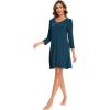 GYS Womens Bamboo Viscose Long Sleeve Nightgown Super Soft Lightweight Night Shirts for Sleeping(Lyons Blue)
