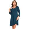 GYS Womens Bamboo Viscose Long Sleeve Nightgown Super Soft Lightweight Night Shirts for Sleeping(Lyons Blue)