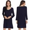 GYS Womens Bamboo Viscose Long Sleeve Nightgown Super Soft Lightweight Night Shirts for Sleeping(Navy)