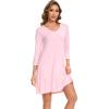 GYS Womens Bamboo Viscose Long Sleeve Nightgown Super Soft Lightweight Night Shirts for Sleeping(Pink)