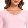 GYS Womens Bamboo Viscose Long Sleeve Nightgown Super Soft Lightweight Night Shirts for Sleeping(Pink)