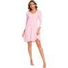 GYS Womens Bamboo Viscose Long Sleeve Nightgown Super Soft Lightweight Night Shirts for Sleeping(Pink)