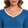 GYS Womens Bamboo Viscose Long Sleeve Nightgown Super Soft Lightweight Night Shirts for Sleeping(Prussian Blue)