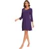 GYS Womens Bamboo Viscose Long Sleeve Nightgown Super Soft Lightweight Night Shirts for Sleeping(Purple)