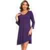 GYS Womens Bamboo Viscose Long Sleeve Nightgown Super Soft Lightweight Night Shirts for Sleeping(Purple)