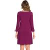 GYS Womens Bamboo Viscose Long Sleeve Nightgown Super Soft Lightweight Night Shirts for Sleeping(Purplish Red)