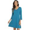 GYS Womens Bamboo Viscose Long Sleeve Nightgown Super Soft Lightweight Night Shirts for Sleeping(Teal Blue)