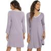 GYS Womens Bamboo Viscose Long Sleeve Nightgown Super Soft Lightweight Night Shirts for Sleeping(Violet)