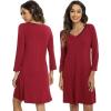 GYS Womens Bamboo Viscose Long Sleeve Nightgown Super Soft Lightweight Night Shirts for Sleeping(Wine)