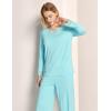 GYS Women’s Pajama Sets Viscose from Bamboo Lace Trim Long Sleeve Sleepwear Soft Pjs Lounge Sets with Pockets(A-aqua)