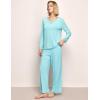 GYS Women’s Pajama Sets Viscose from Bamboo Lace Trim Long Sleeve Sleepwear Soft Pjs Lounge Sets with Pockets(A-aqua)