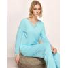 GYS Women’s Pajama Sets Viscose from Bamboo Lace Trim Long Sleeve Sleepwear Soft Pjs Lounge Sets with Pockets(A-aqua)