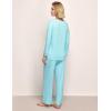 GYS Women’s Pajama Sets Viscose from Bamboo Lace Trim Long Sleeve Sleepwear Soft Pjs Lounge Sets with Pockets(A-aqua)