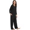 GYS Women’s Pajama Sets Viscose from Bamboo Lace Trim Long Sleeve Sleepwear Soft Pjs Lounge Sets with Pockets(A-black)