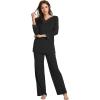 GYS Women’s Pajama Sets Viscose from Bamboo Lace Trim Long Sleeve Sleepwear Soft Pjs Lounge Sets with Pockets(A-black)