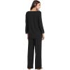 GYS Women’s Pajama Sets Viscose from Bamboo Lace Trim Long Sleeve Sleepwear Soft Pjs Lounge Sets with Pockets(A-black)
