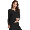 GYS Women’s Pajama Sets Viscose from Bamboo Lace Trim Long Sleeve Sleepwear Soft Pjs Lounge Sets with Pockets(A-black)