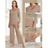 GYS Women’s Pajama Sets Viscose from Bamboo Lace Trim Long Sleeve Sleepwear Soft Pjs Lounge Sets with Pockets(A-camel)