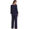 GYS Women’s Pajama Sets Viscose from Bamboo Lace Trim Long Sleeve Sleepwear Soft Pjs Lounge Sets with Pockets(A-navy)