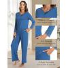 GYS Women’s Pajama Sets Viscose from Bamboo Lace Trim Long Sleeve Sleepwear Soft Pjs Lounge Sets with Pockets(A-prussian Blue)