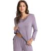 GYS Women’s Pajama Sets Viscose from Bamboo Lace Trim Long Sleeve Sleepwear Soft Pjs Lounge Sets with Pockets(A-violet)