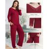 GYS Women’s Pajama Sets Viscose from Bamboo Lace Trim Long Sleeve Sleepwear Soft Pjs Lounge Sets with Pockets(A-wine)