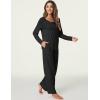 GYS Women’s Pajama Sets Viscose from Bamboo Lace Trim Long Sleeve Sleepwear Soft Pjs Lounge Sets with Pockets(B- Black)