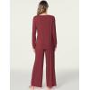 GYS Women’s Pajama Sets Viscose from Bamboo Lace Trim Long Sleeve Sleepwear Soft Pjs Lounge Sets with Pockets(B-wine)