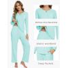 GYS Women’s Pajama Sets Viscose from Bamboo Lace Trim Long Sleeve Sleepwear Soft Pjs Lounge Sets with Pockets(C – Aqua)