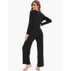 GYS Women’s Pajama Sets Viscose from Bamboo Lace Trim Long Sleeve Sleepwear Soft Pjs Lounge Sets with Pockets(C – Black)