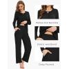 GYS Women’s Pajama Sets Viscose from Bamboo Lace Trim Long Sleeve Sleepwear Soft Pjs Lounge Sets with Pockets(C – Black)