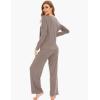 GYS Women’s Pajama Sets Viscose from Bamboo Lace Trim Long Sleeve Sleepwear Soft Pjs Lounge Sets with Pockets(C – Camel)