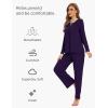 GYS Women’s Pajama Sets Viscose from Bamboo Lace Trim Long Sleeve Sleepwear Soft Pjs Lounge Sets with Pockets(C – Deep Purple)
