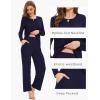GYS Women’s Pajama Sets Viscose from Bamboo Lace Trim Long Sleeve Sleepwear Soft Pjs Lounge Sets with Pockets(C – Navy)