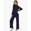 GYS Women’s Pajama Sets Viscose from Bamboo Lace Trim Long Sleeve Sleepwear Soft Pjs Lounge Sets with Pockets(C – Navy)