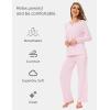 GYS Women’s Pajama Sets Viscose from Bamboo Lace Trim Long Sleeve Sleepwear Soft Pjs Lounge Sets with Pockets(C – Pink)