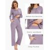 GYS Women’s Pajama Sets Viscose from Bamboo Lace Trim Long Sleeve Sleepwear Soft Pjs Lounge Sets with Pockets(C – Violet)