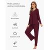 GYS Women’s Pajama Sets Viscose from Bamboo Lace Trim Long Sleeve Sleepwear Soft Pjs Lounge Sets with Pockets(C – Wine)