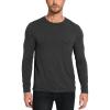 GYS Bamboo Viscose Men’s Long Sleeve Shirts Casual Crew Neck Pajama Tops(Black Melange)