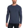GYS Bamboo Viscose Men’s Long Sleeve Shirts Casual Crew Neck Pajama Tops(Dark Blue)