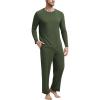 GYS Bamboo Viscose Men’s Pajama Sets Long Sleeve Henley Neck Casual Sleep Set with Pockets(Army Green)