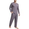 GYS Bamboo Viscose Men’s Pajama Sets Long Sleeve Henley Neck Casual Sleep Set with Pockets(Purplish Grey)