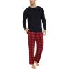 GYS Bamboo Viscose Men’s Pajama Sets Long Sleeve Henley Neck Casual Sleep Set with Pockets(Red Plaid)