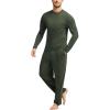 GYS Bamboo Viscose Men’s Pajama Sets Long Sleeve Plaid Loungewear Sets with Pockets(Army Green)